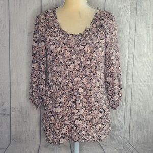 Rebecca Taylor Floral Henley Blouse Size 4
